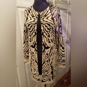 JOSEPH RIBKOFF Sz 8 (estimated) Gold Animal Print Open Front Button Up Jacket